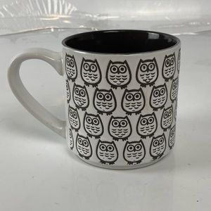 Graydon Hall Large Coffee Tea Mug Cup Grey and White Embossed Owls